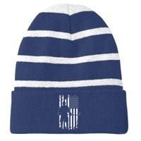 American Flag Hockey USA Patriotic Gift Striped Beanie with Solid Band