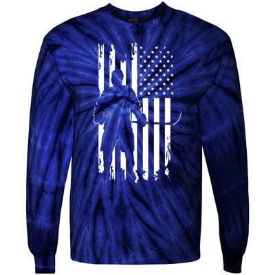 American Flag Hockey USA Patriotic Gift Tie-Dye Long Sleeve Shirt