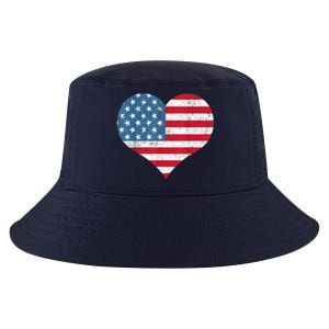 American Flag Heart 4th Of July USA Patriotic Girls Women Cool Comfort Performance Bucket Hat