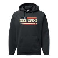 American Flag I Stand With USA Vintage Free Trump Performance Fleece Hoodie