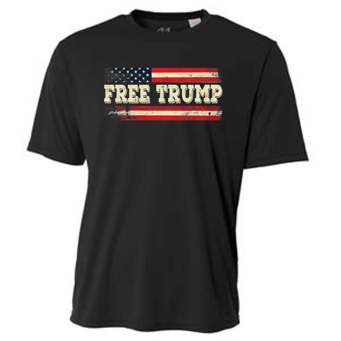 American Flag I Stand With USA Vintage Free Trump Cooling Performance Crew T-Shirt