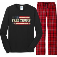 American Flag I Stand With USA Vintage Free Trump Long Sleeve Pajama Set