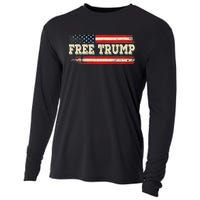 American Flag I Stand With USA Vintage Free Trump Cooling Performance Long Sleeve Crew