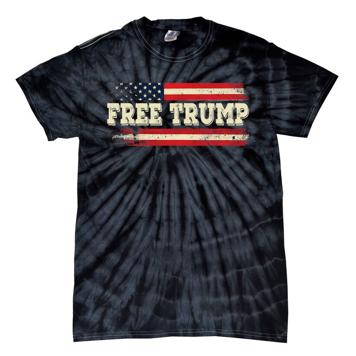 American Flag I Stand With USA Vintage Free Trump Tie-Dye T-Shirt