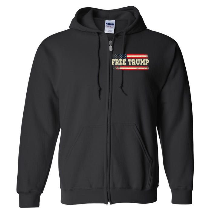 American Flag I Stand With USA Vintage Free Trump Full Zip Hoodie