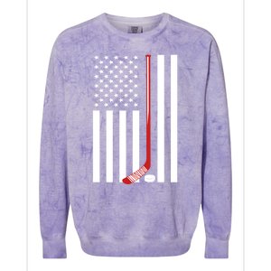 American Flag Ice Hockey Usa Patriotic Gift Player Gift Colorblast Crewneck Sweatshirt