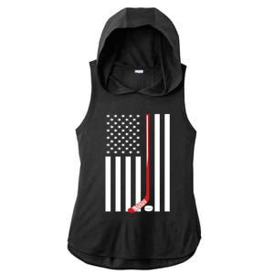 American Flag Ice Hockey Usa Patriotic Gift Player Gift Ladies PosiCharge Tri-Blend Wicking Draft Hoodie Tank