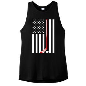 American Flag Ice Hockey Usa Patriotic Gift Player Gift Ladies PosiCharge Tri-Blend Wicking Tank