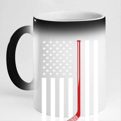 American Flag Ice Hockey Usa Patriotic Gift Player Gift 11oz Black Color Changing Mug