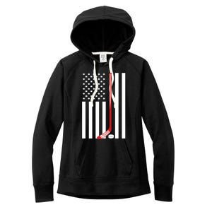 American Flag Ice Hockey Usa Patriotic Gift Player Gift Women's Fleece Hoodie