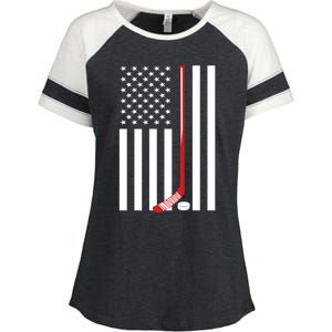 American Flag Ice Hockey Usa Patriotic Gift Player Gift Enza Ladies Jersey Colorblock Tee