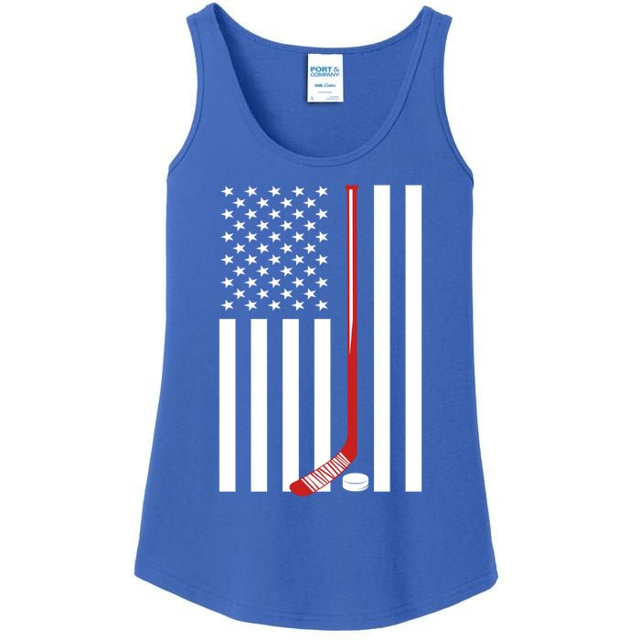 American Flag Ice Hockey Usa Patriotic Gift Player Gift Ladies Essential Tank