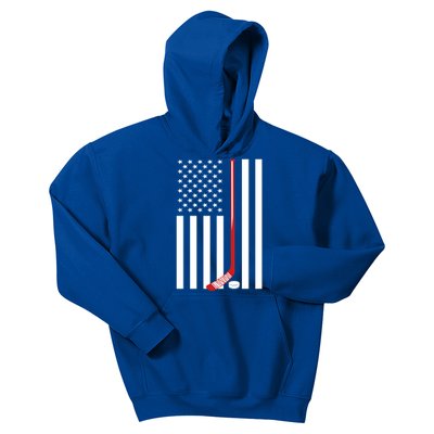 American Flag Ice Hockey Usa Patriotic Gift Player Gift Kids Hoodie