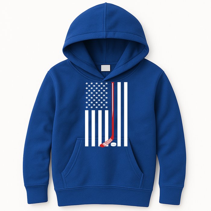 American Flag Ice Hockey Usa Patriotic Gift Player Gift Kids Hoodie