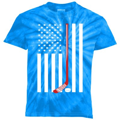 American Flag Ice Hockey Usa Patriotic Gift Player Gift Kids Tie-Dye T-Shirt