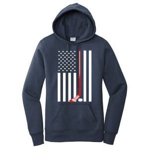 American Flag Ice Hockey Usa Patriotic Gift Player Gift Women's Pullover Hoodie