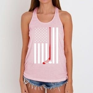 American Flag Ice Hockey Usa Patriotic Gift Player Gift Women's Knotted Racerback Tank