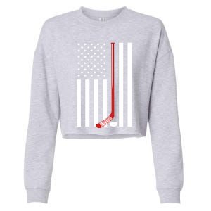 American Flag Ice Hockey Usa Patriotic Gift Player Gift Cropped Pullover Crew