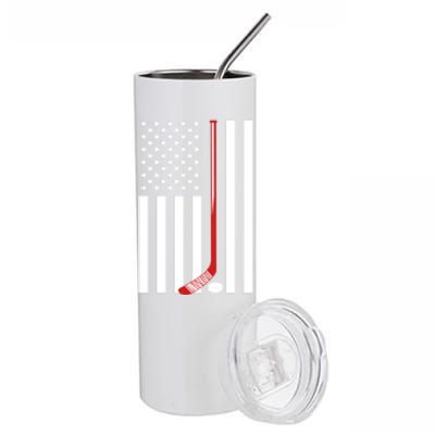 American Flag Ice Hockey Usa Patriotic Gift Player Gift Stainless Steel Tumbler