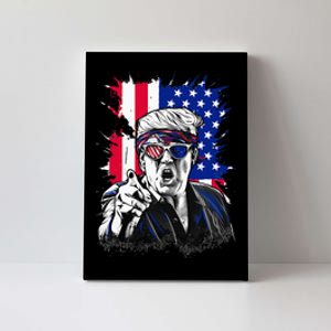 American Flag Intense Face Expression Trump Canvas