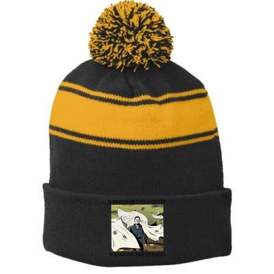 A Freak In The Sheets Killer On The Streets Halloween Stripe Pom Pom Beanie