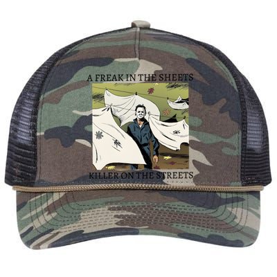 A Freak In The Sheets Killer On The Streets Halloween Retro Rope Trucker Hat Cap