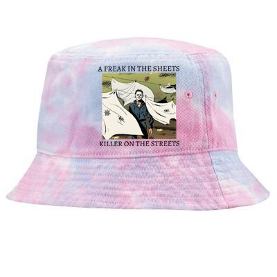 A Freak In The Sheets Killer On The Streets Halloween Tie-Dyed Bucket Hat