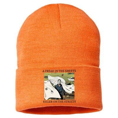 A Freak In The Sheets Killer On The Streets Halloween Sustainable Knit Beanie