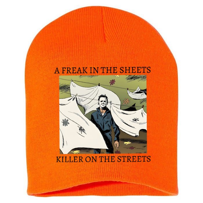 A Freak In The Sheets Killer On The Streets Halloween Short Acrylic Beanie