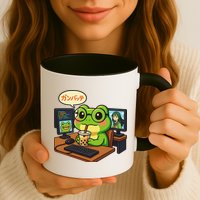 Anime Frog IT Geek Otaku Coding Desk Boba Lover Gift Coffee Mug