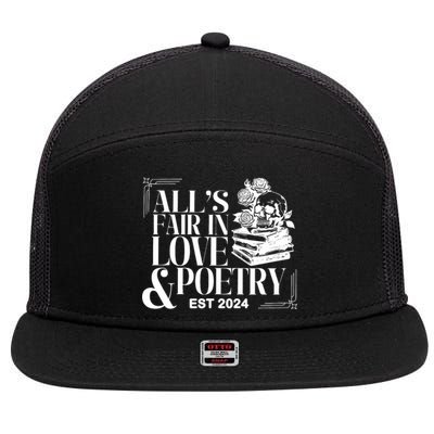 AllS Fair In Love & Poetry Funny Valentines Day 7 Panel Mesh Trucker Snapback Hat