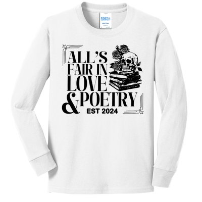 AllS Fair In Love & Poetry Funny Valentines Day Kids Long Sleeve Shirt