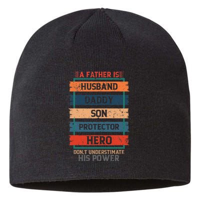 A Father Is Husband Daddy Son Protector Hero Fathers Day Sustainable Beanie