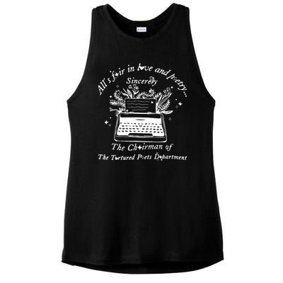 AllS Fair In Love & Poetry Funny Valentines Day Ladies PosiCharge Tri-Blend Wicking Tank