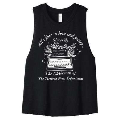 AllS Fair In Love & Poetry Funny Valentines Day Women's Racerback Cropped Tank