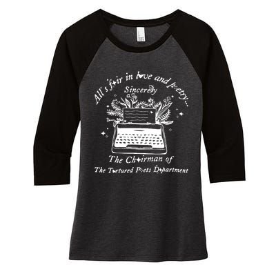 AllS Fair In Love & Poetry Funny Valentines Day Women's Tri-Blend 3/4-Sleeve Raglan Shirt