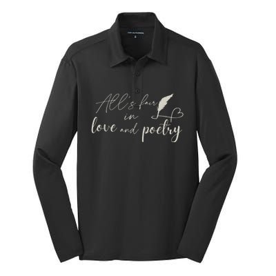 AllS Fair In Love & Poetry Funny Valentines Day Silk Touch Performance Long Sleeve Polo