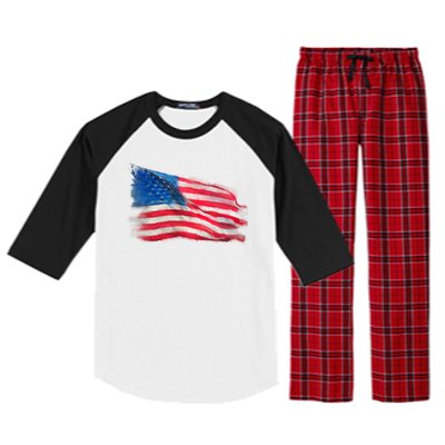 American Flag Independence Day Raglan Sleeve Pajama Set