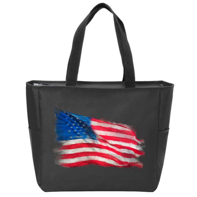 American Flag Independence Day Zip Tote Bag