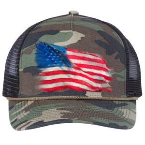 American Flag Independence Day Retro Rope Trucker Hat Cap