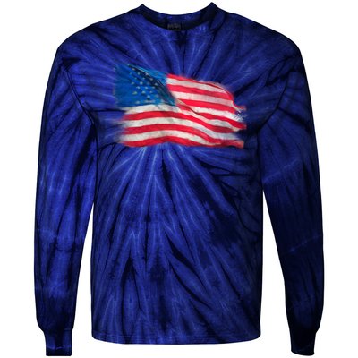 American Flag Independence Day Tie-Dye Long Sleeve Shirt