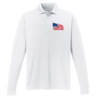 American Flag Independence Day Performance Long Sleeve Polo