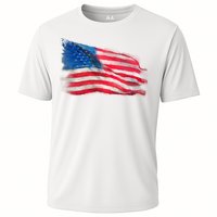 American Flag Independence Day Cooling Performance Crew T-Shirt