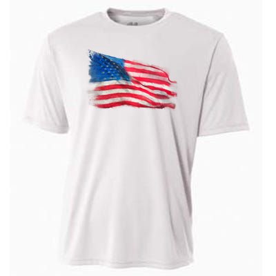 American Flag Independence Day Cooling Performance Crew T-Shirt