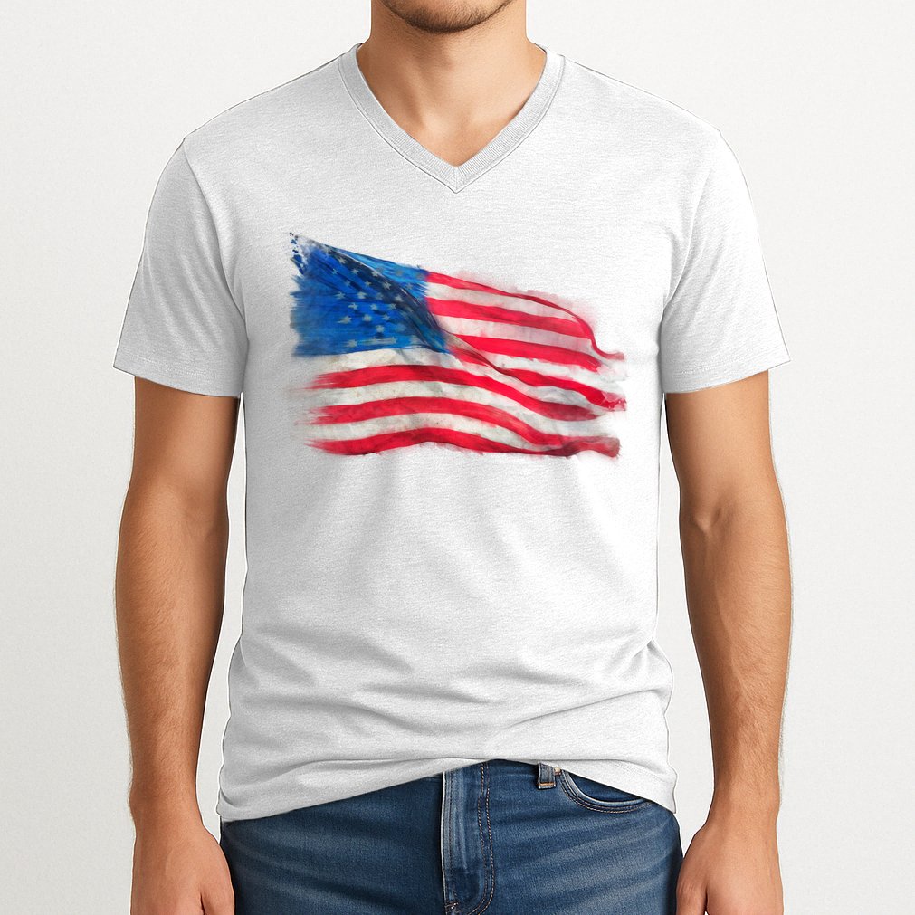 American Flag Independence Day V-Neck T-Shirt