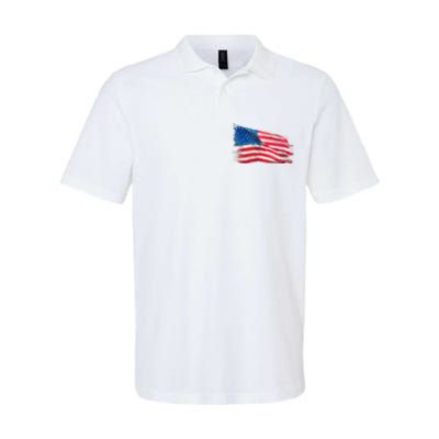 American Flag Independence Day Softstyle Adult Sport Polo