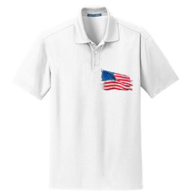 American Flag Independence Day Dry Zone Grid Polo