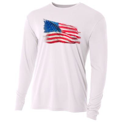 American Flag Independence Day Cooling Performance Long Sleeve Crew