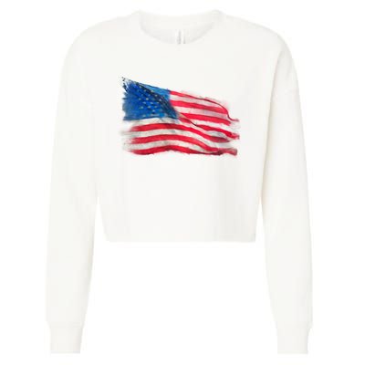 American Flag Independence Day Cropped Pullover Crew