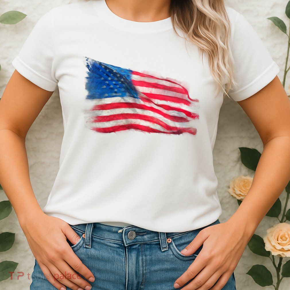 American Flag Independence Day Womens T-Shirt